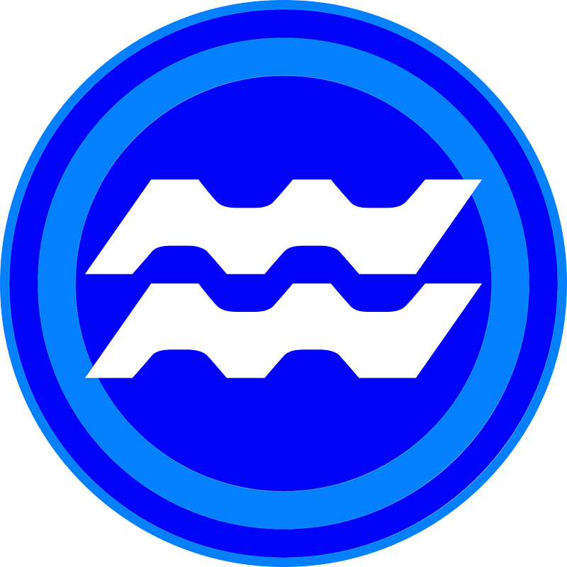 Round blue aquarius zodiac