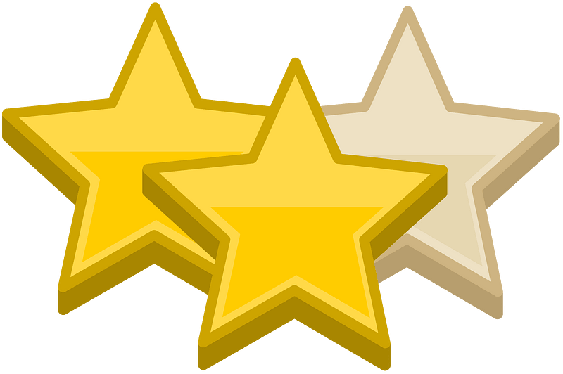 Three yellow grey stars awards