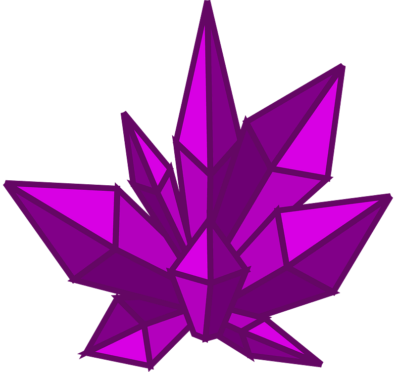 Many big purple crystals