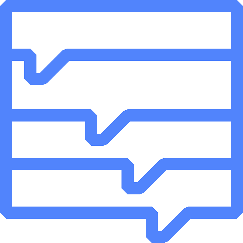 Blue speech bubbles sorted