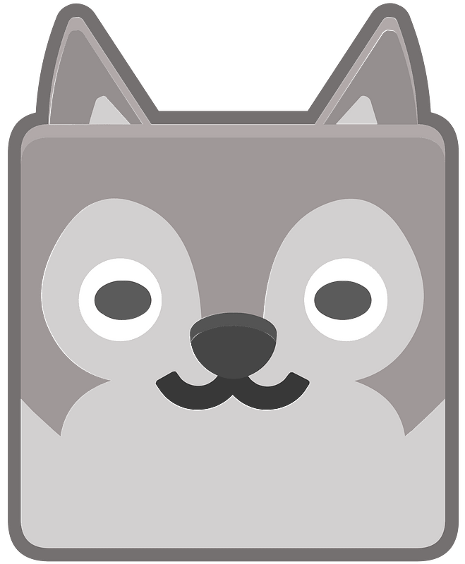 Square animal outlined face 8-30 wolf