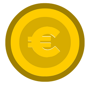 Yellow euro coin