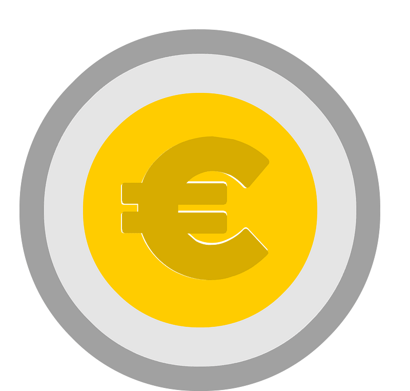 Yellow euro coin