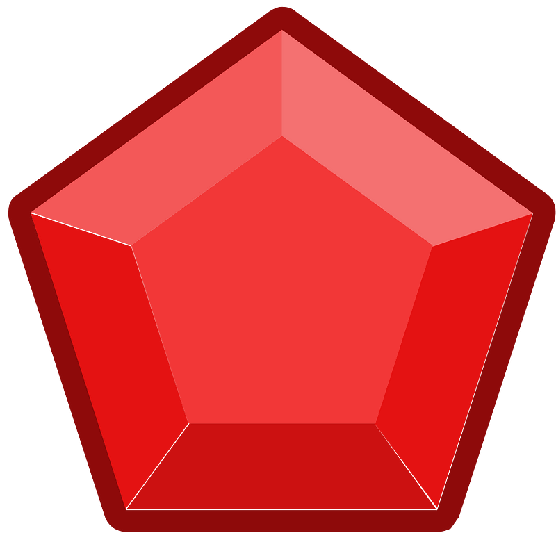 Diamond pentagon 23-04 red outlined