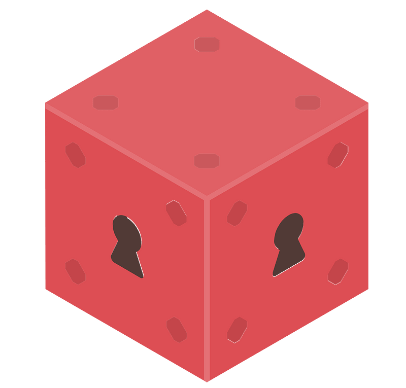 Red isometric cube 01 keyhole