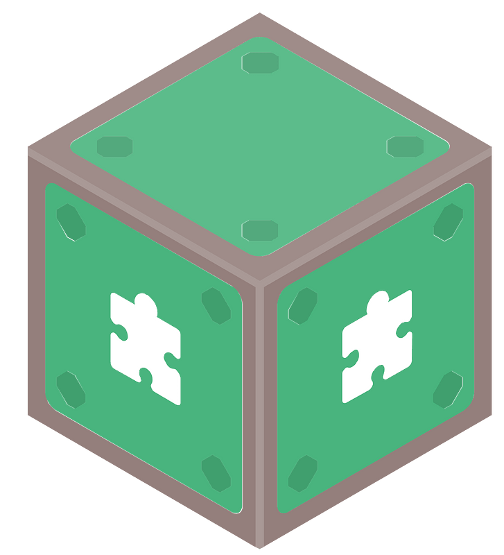 Green isometric cube 15 puzzle