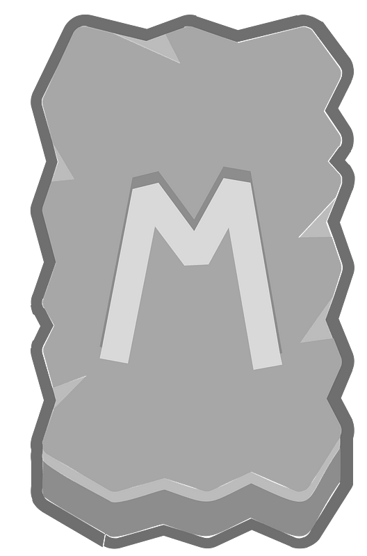 Grey rough rectangle outlined rune