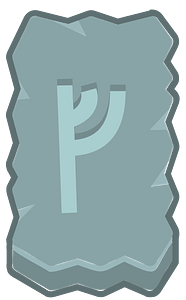 Blue rough rectangle outlined rune