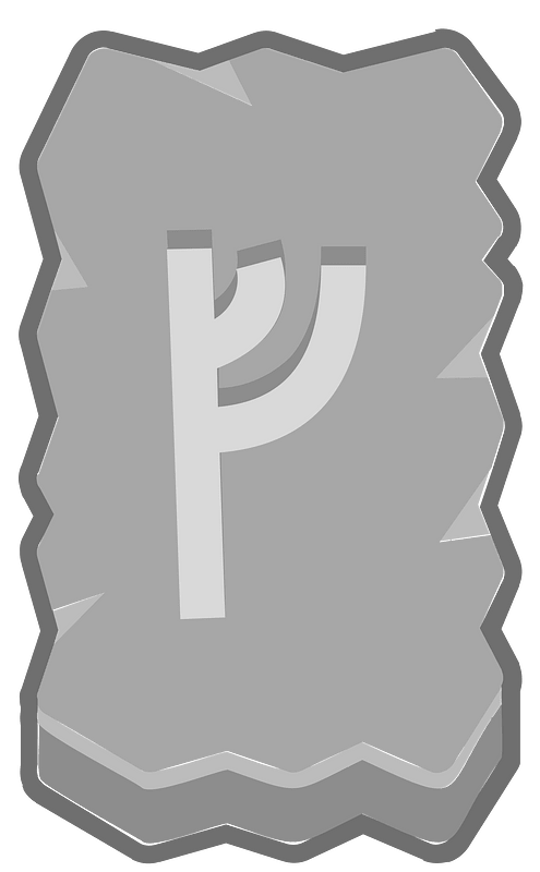 Grey rough rectangle outlined rune