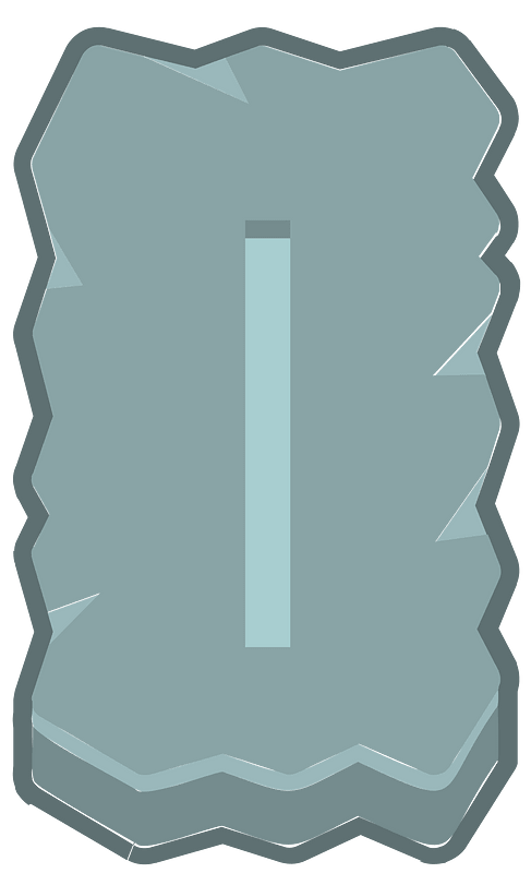 Blue rough rectangle outlined rune