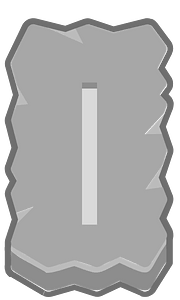 Grey rough rectangle outlined rune