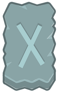 Blue rough rectangle outlined rune