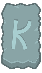Blue rough rectangle outlined rune