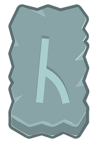 Blue rough rectangle outlined rune