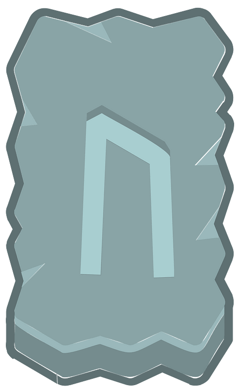 Blue rough rectangle outlined rune