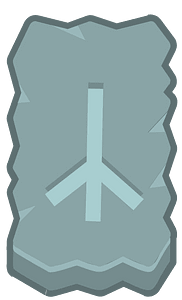 Blue rough rectangle outlined rune