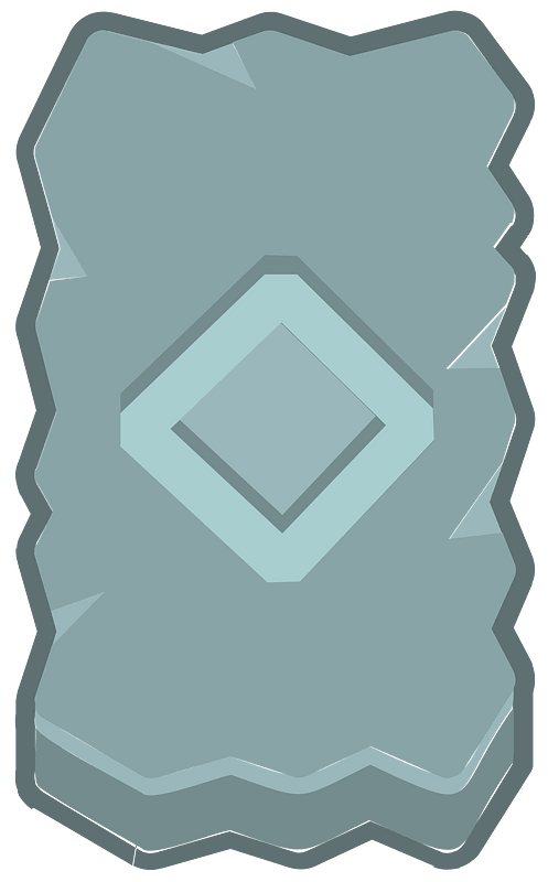 Blue rough rectangle outlined rune
