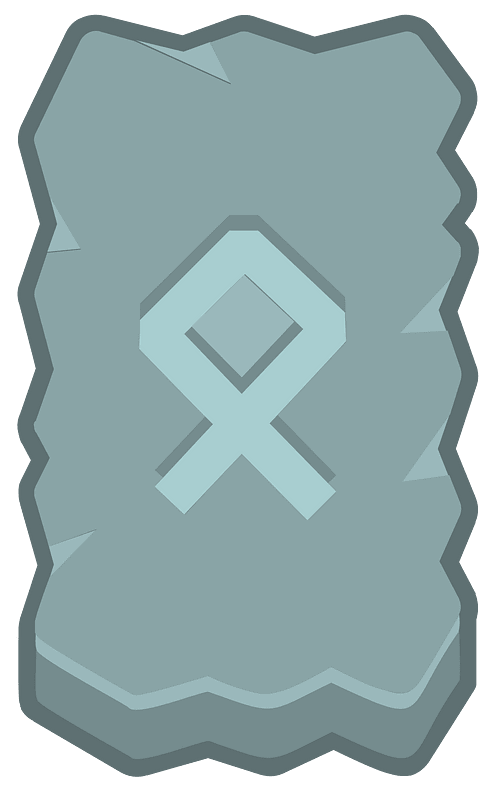 Blue rough rectangle outlined rune
