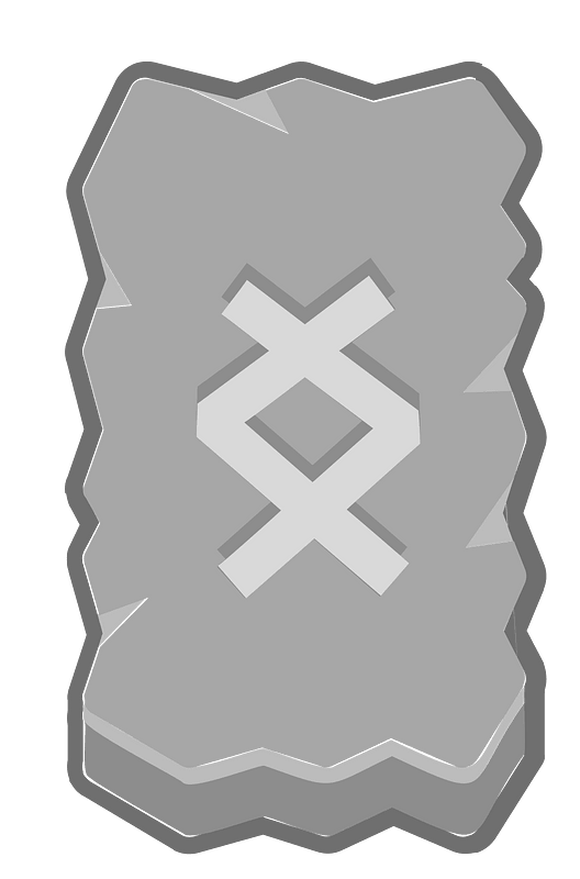 Grey rough rectangle outlined rune