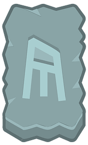 Blue rough rectangle outlined rune