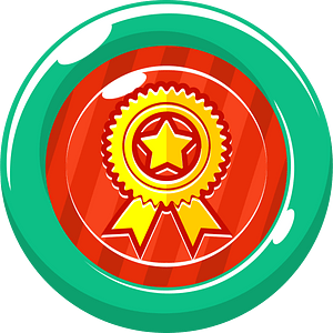 Round yellow award button