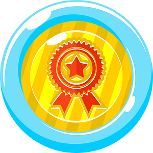 Round red award button