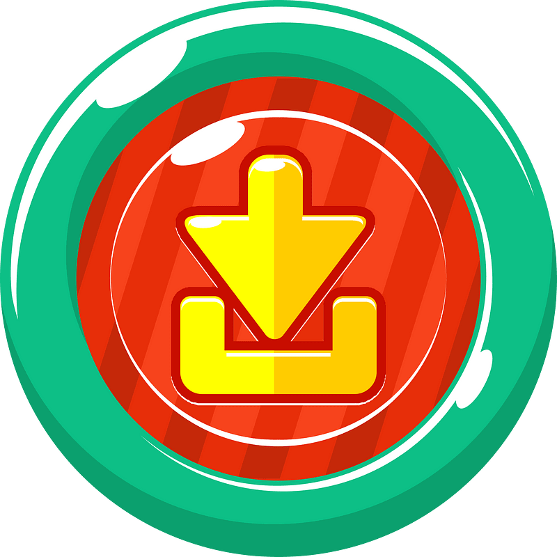 Round yellow download button
