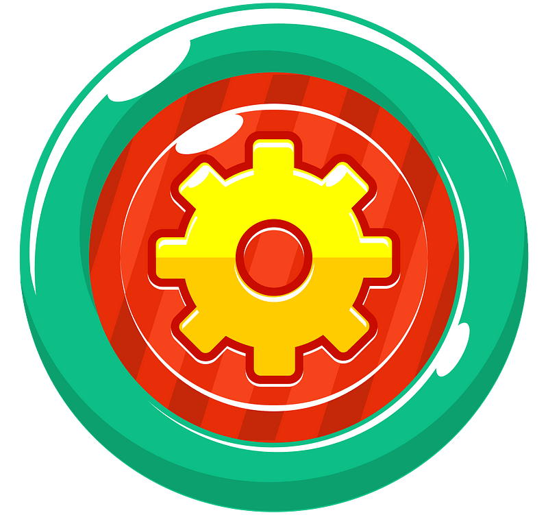 Round yellow settings button