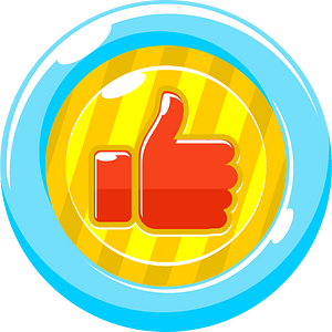 Round red thumbs up like button