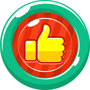 Round yellow thumbs up like button