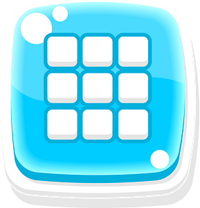 Rounded blue apps menu button