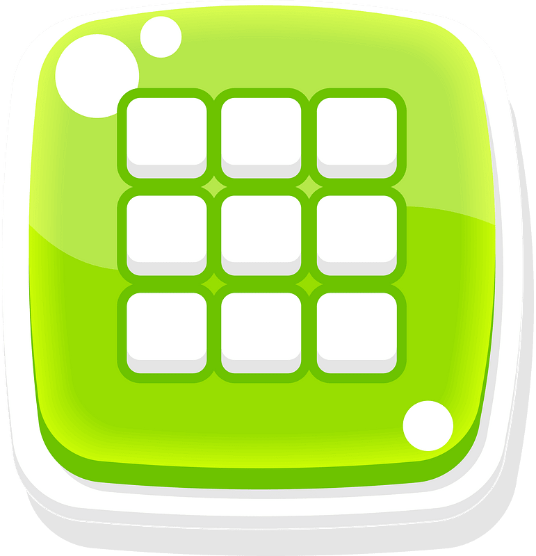 Rounded green apps menu button