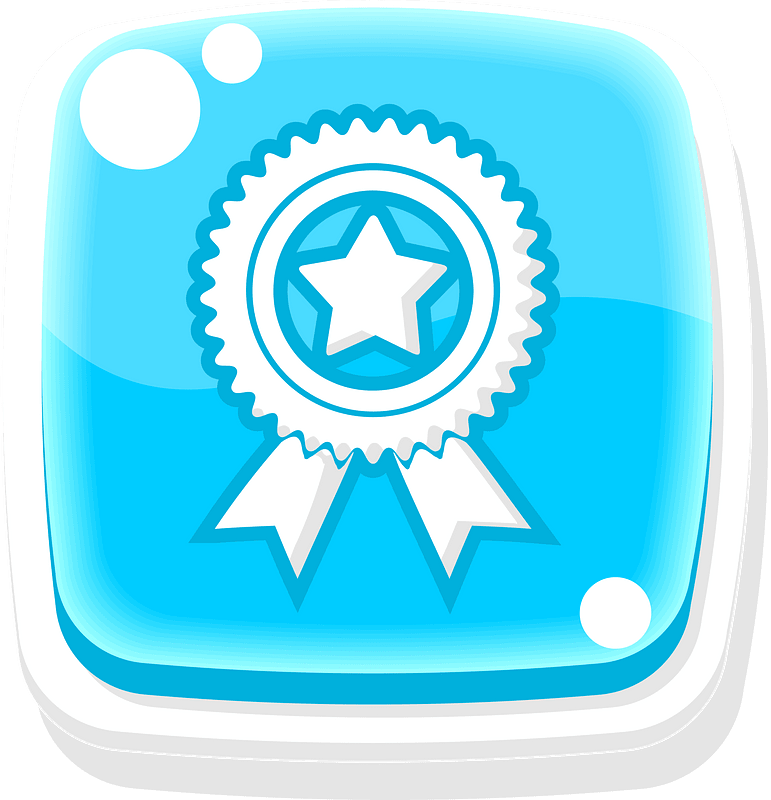 Rounded blue award button
