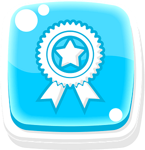 Rounded blue award button