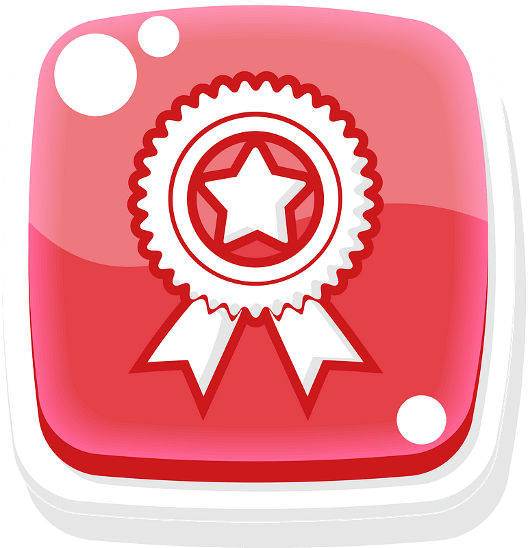 Rounded red award button