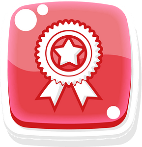 Rounded red award button