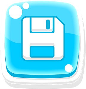 Rounded blue floppy button