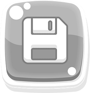 Rounded grey floppy button