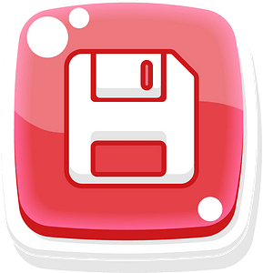 Rounded red floppy button