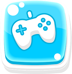 Rounded blue gamepad button