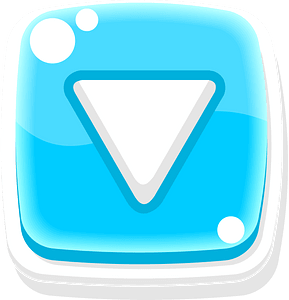 Rounded blue play button down