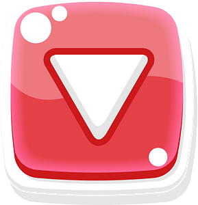 Rounded red play button down