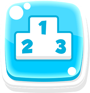 Rounded blue podium button