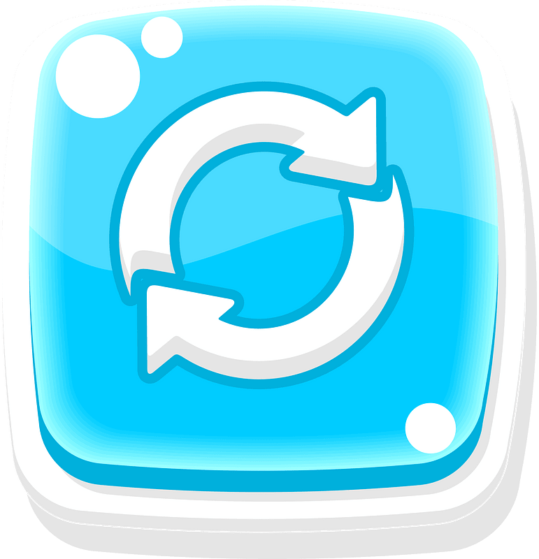 Rounded blue refresh button