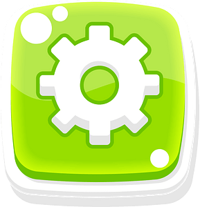 Rounded green settings button