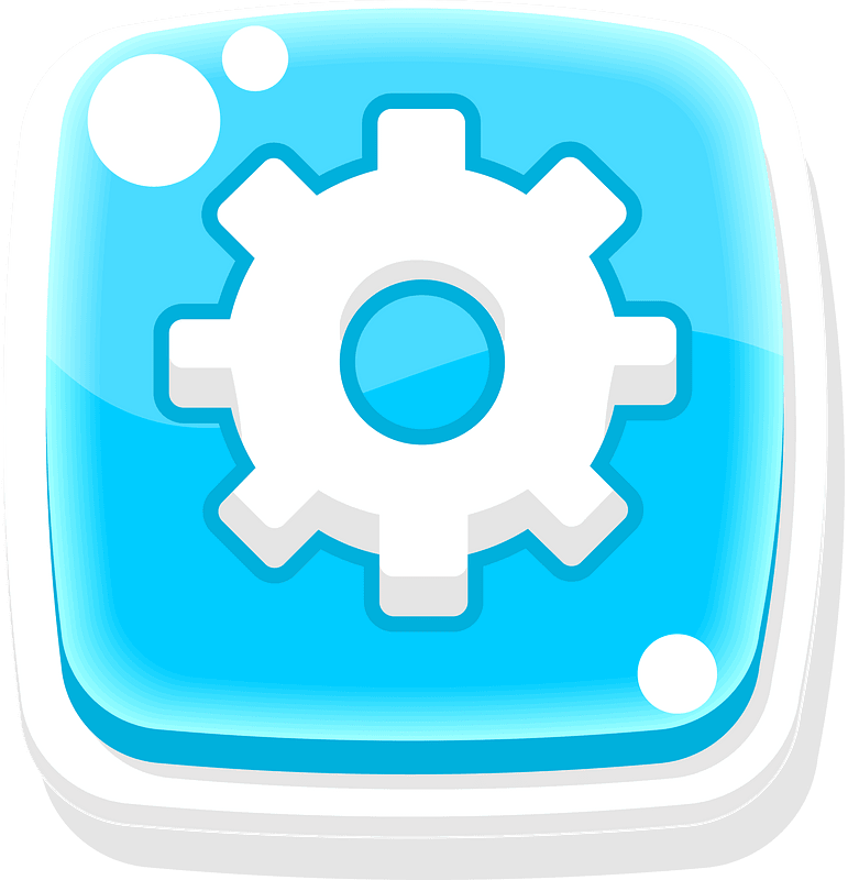 Rounded blue settings button