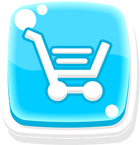 Rounded blue shopping button