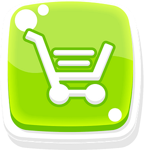 Rounded green shopping button