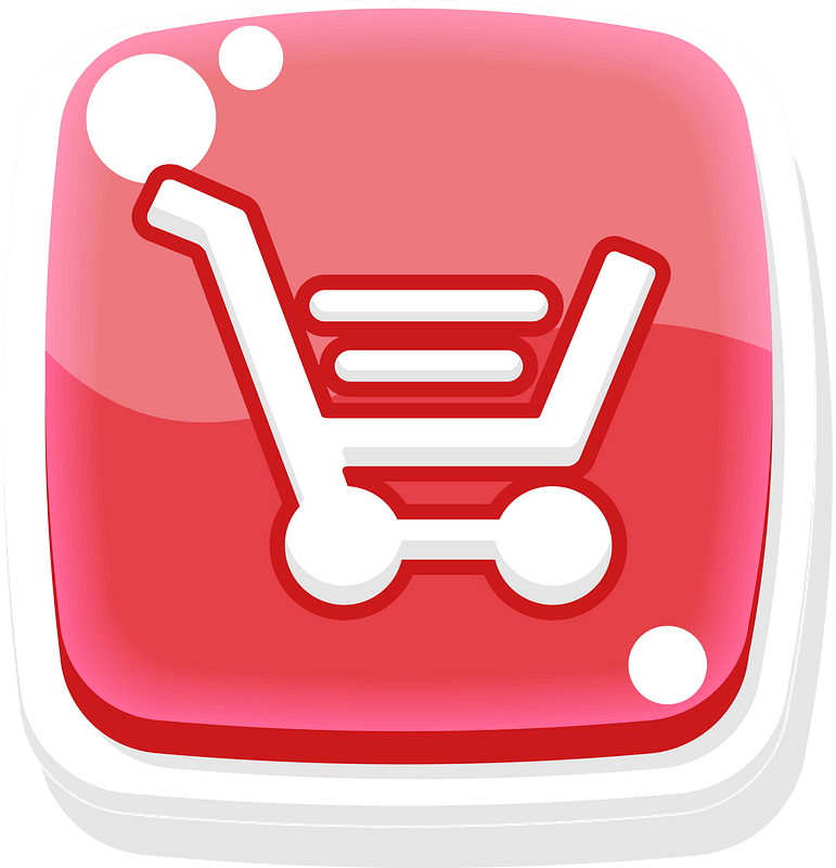 Rounded red shopping button
