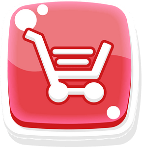 Rounded red shopping button